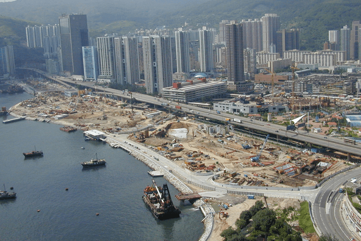 香港荃湾码头施工场景